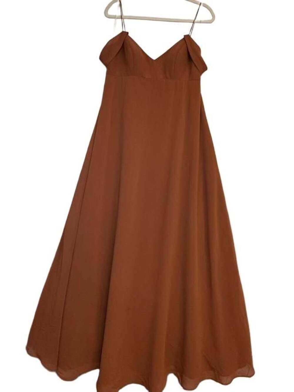 Jenny Yoo Bridesmaid Dress Size 8 Rust Chiffon Flutter Sleeve